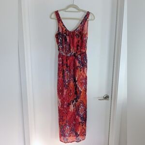 Charming Charlie Printed Maxi Dress – Size Small ❤️🧡